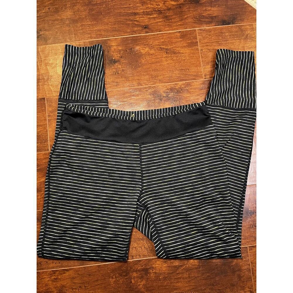 PrAna Leggings Black Grey Yellow Stripe M Activewear Pants